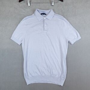 Patrick Assaraf Polo Shirt Lightweight Extra Fine Merino Blend Light Blue Size M